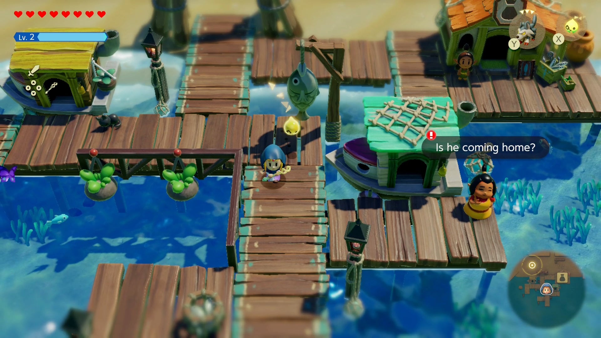 Zelda on the docks of Seesysde Village in Zelda Echoes of Widsom.
