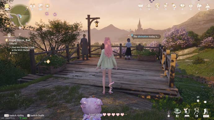 Nikki looking at Mysti during dusk in Infinity Nikki.