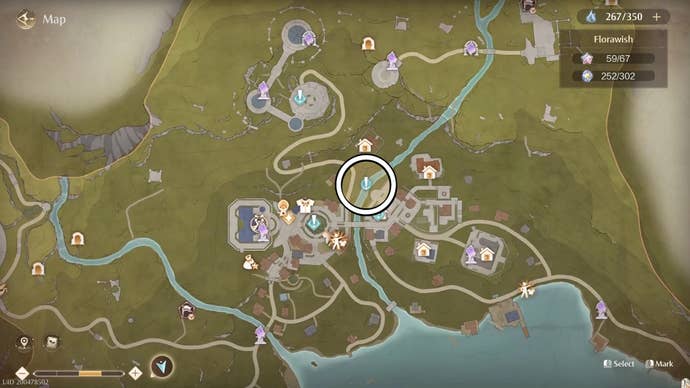 Circled map location of Fronte for the Wrong Bottle Photo Investigation in Infinity Nikki.