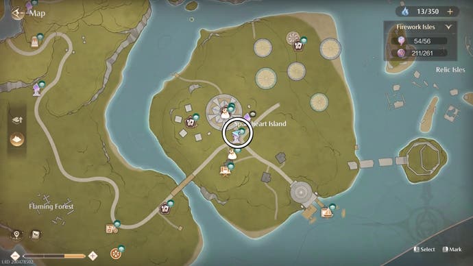 Circled map view of Scintillada's location in Infinity Nikki.