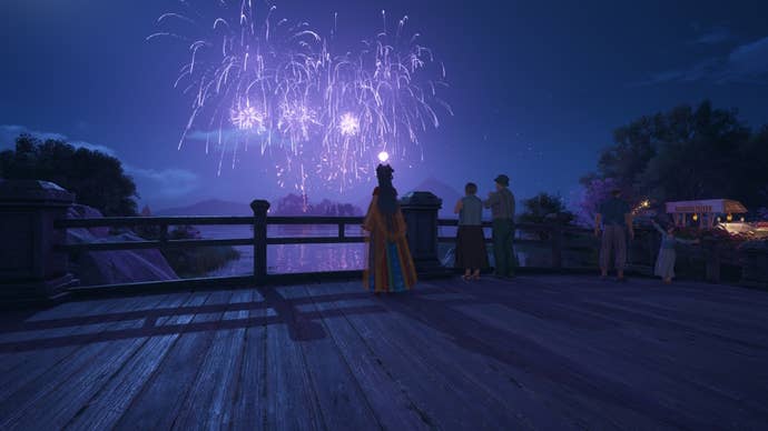 Nikki looking at the grand fireworks show in Infinity Nikki.