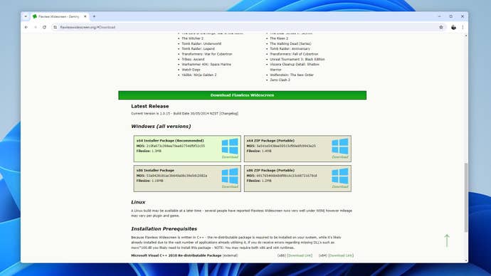 Step 1 of how to unlock the framerate in Elden Ring: Download, install and run Flawless Widescreen.
