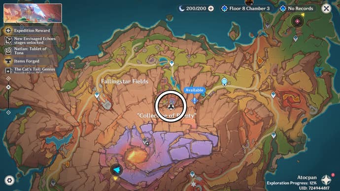 Circled map view of the Collective of Plenty tribe location in Genshin Impact.