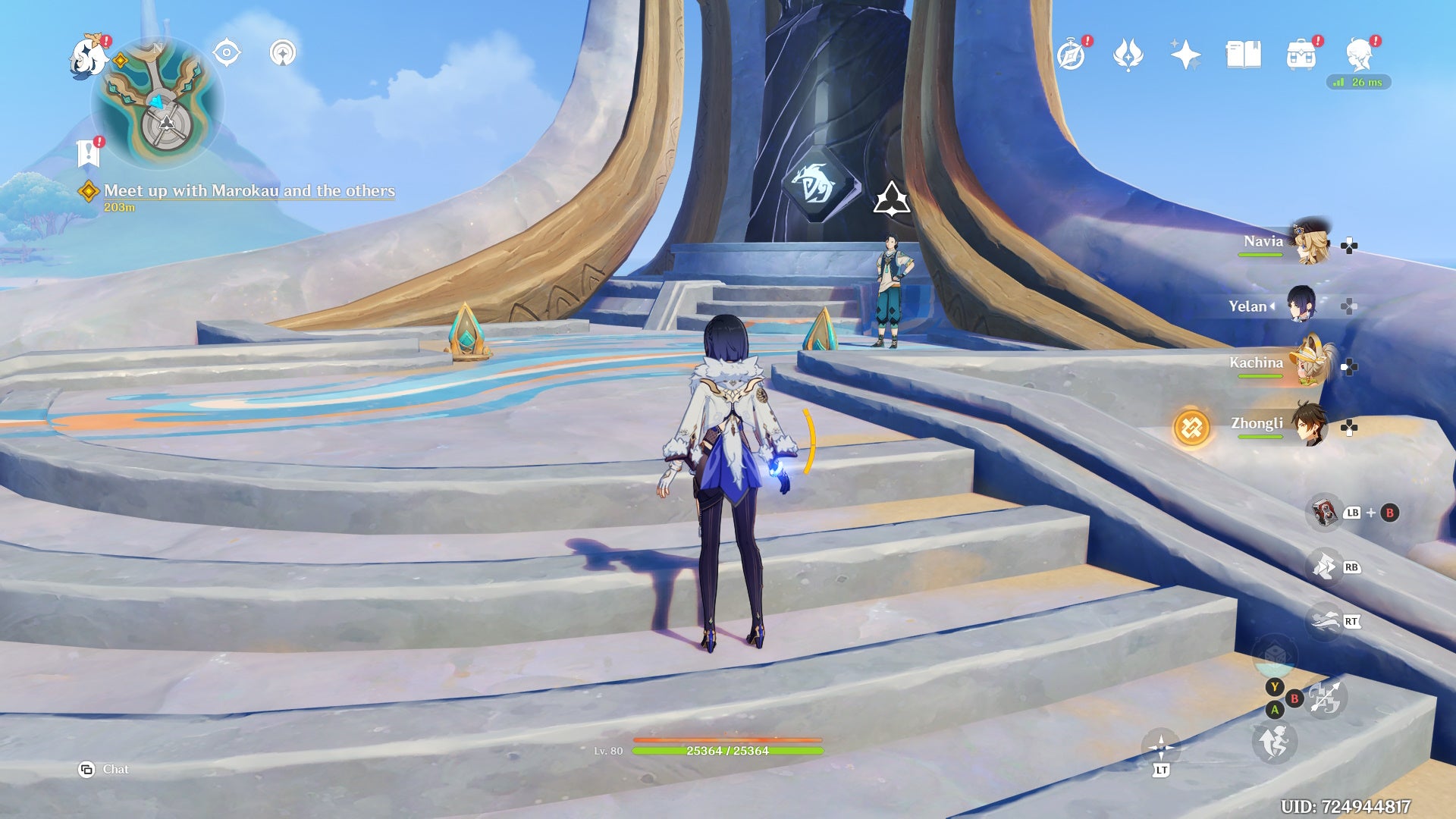 Looking at Camaruru beside the People of the Springs Obsidian Totem Pole in Genshin Impact.