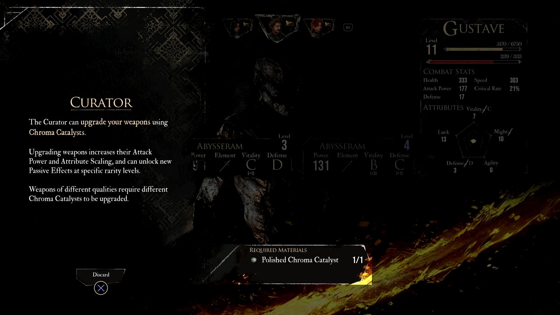 The Curator menu explainer in Clair Obscur Expedition 33.