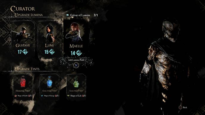 The Curator’s Lumina Points upgrade menu in Clair Obscur Expedition 33.