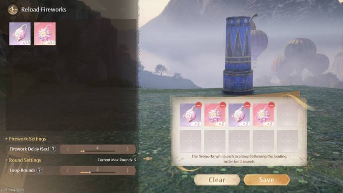 The Launch Tube menu for fireworks in Infinity Nikki.
