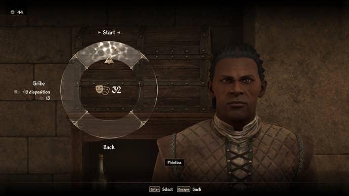 The persuasion minigame in Oblivion Remastered.