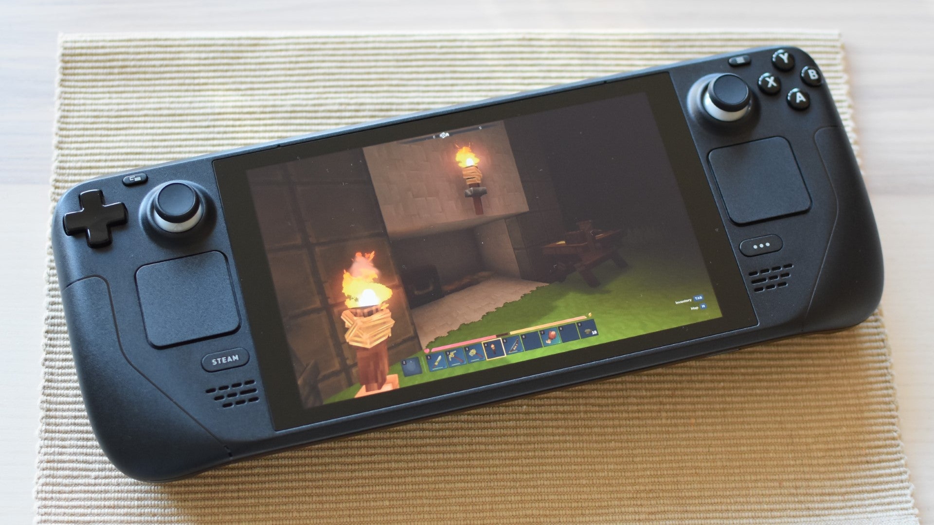 A small player camp in Hytale, shown running on a Steam Deck. - 6