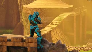 Screenshot of Master Chief in Kokiri Forest