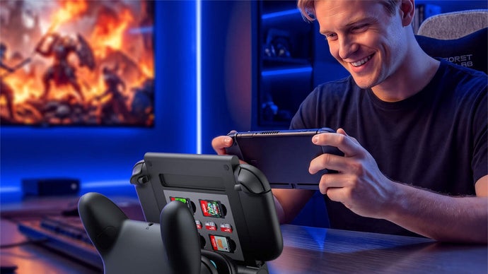 JSAUX Energy Station per Switch 2: ricarica 5 controller e cartucce