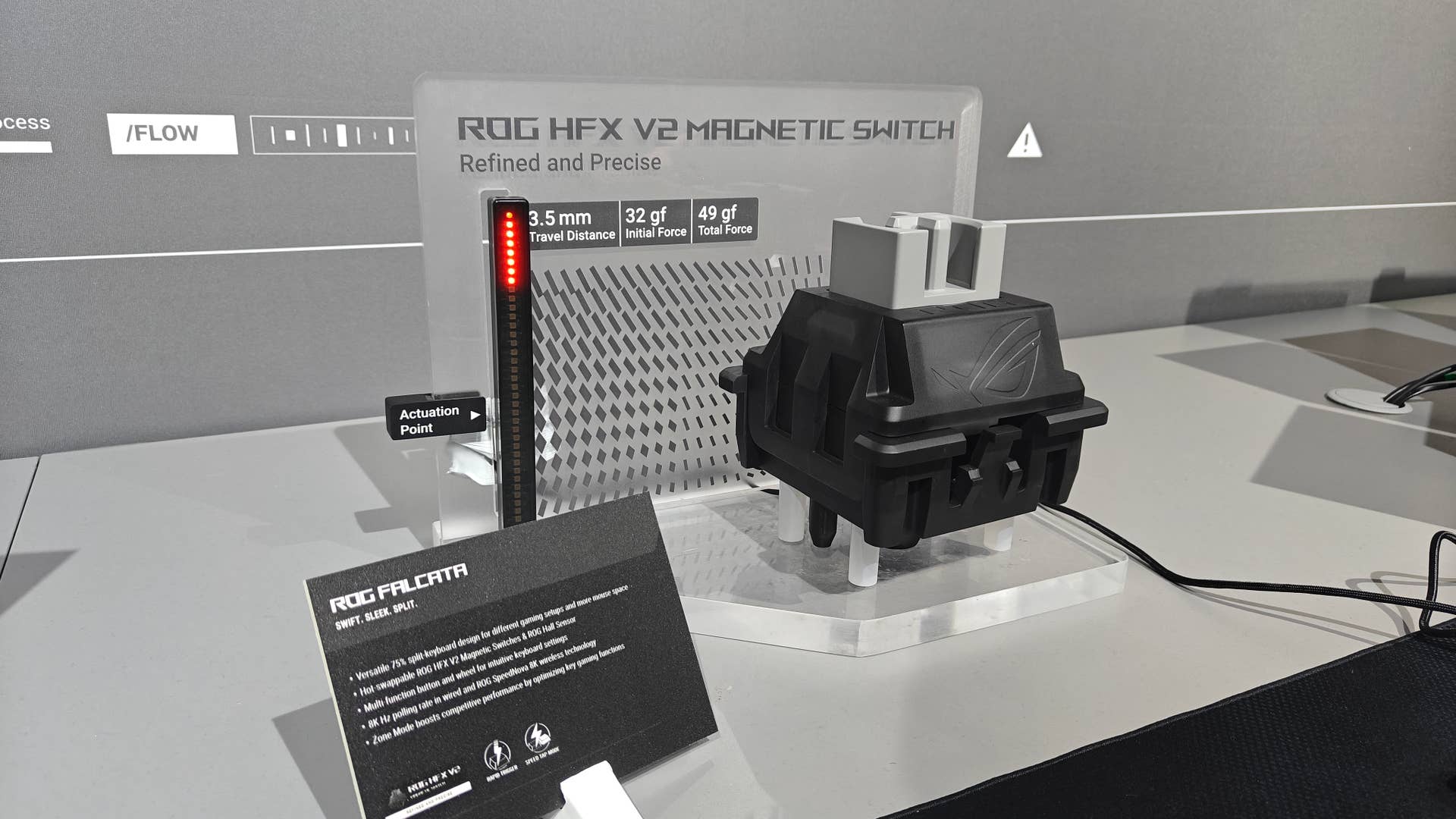 asus rog falchata's magnetic switch, blown up 10x in size