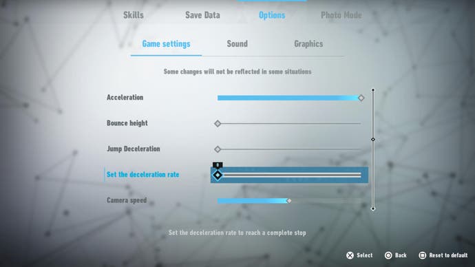 Sonic Frontiers deceleration options menu