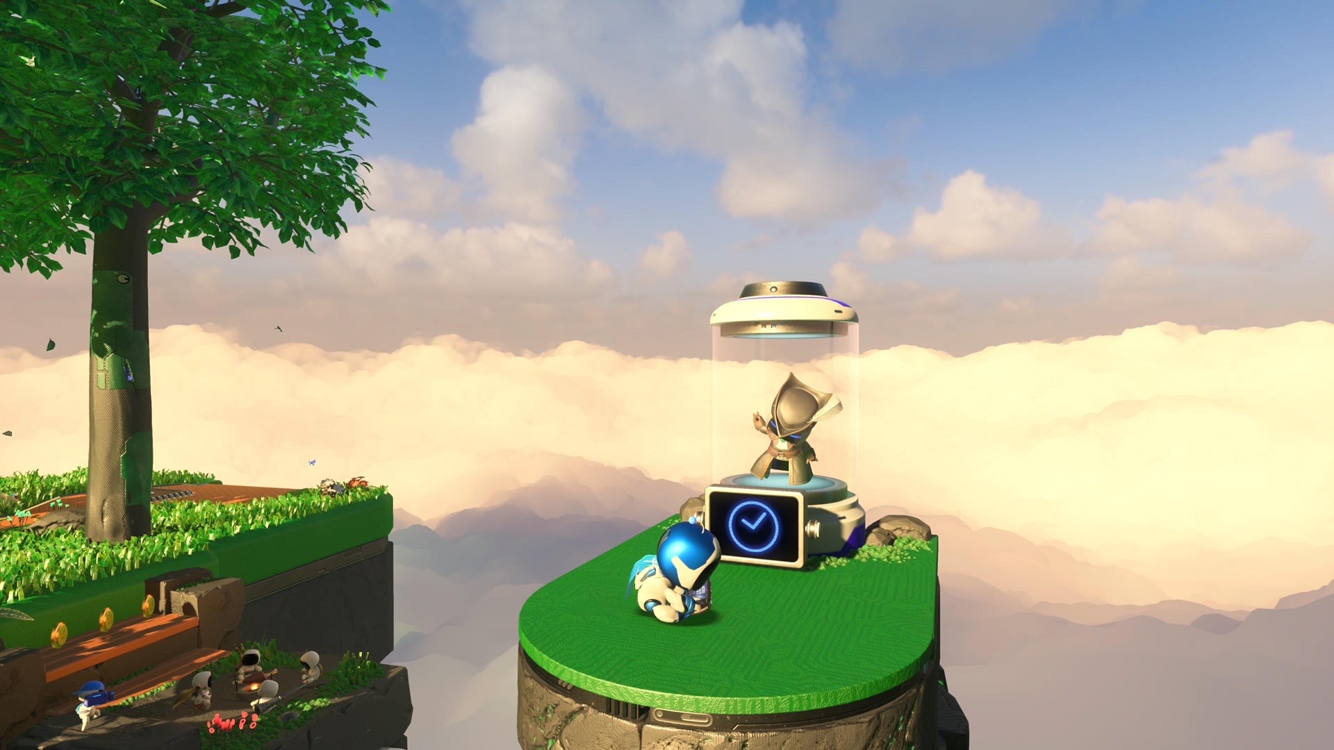 Astro Bot sits next to Bloodborne&rsquo;s Lady Maria trapped in a glass capsule