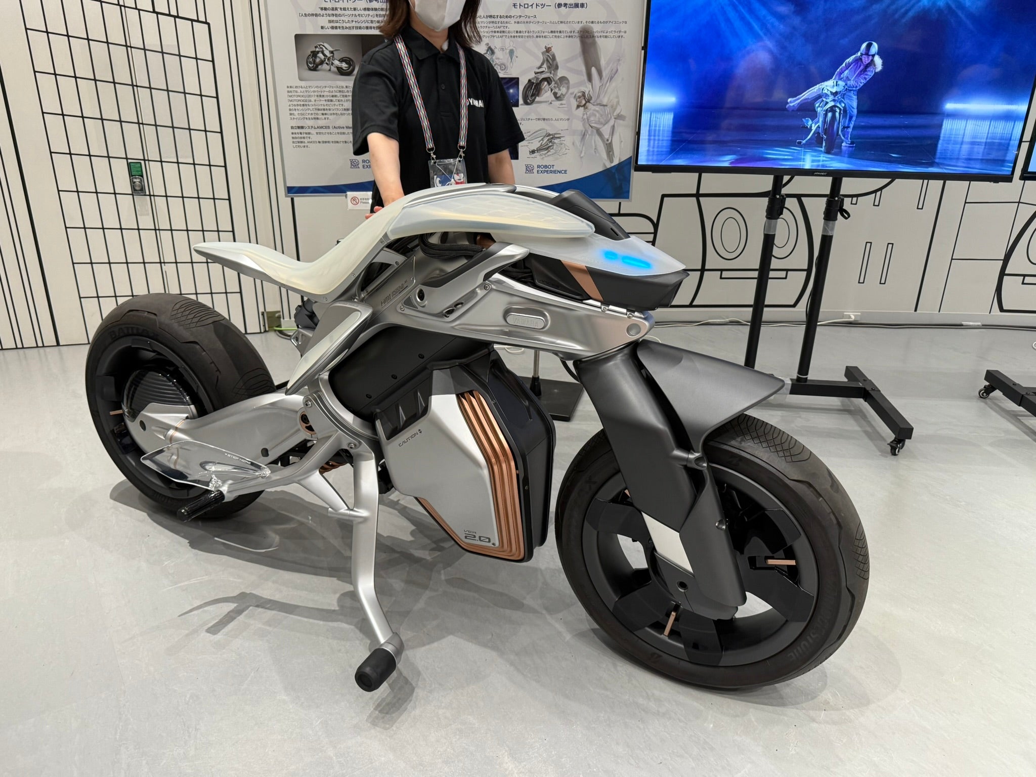 World Expo Osaka 2025 photo showing the Yamaha stand with a futuristic motorcycle