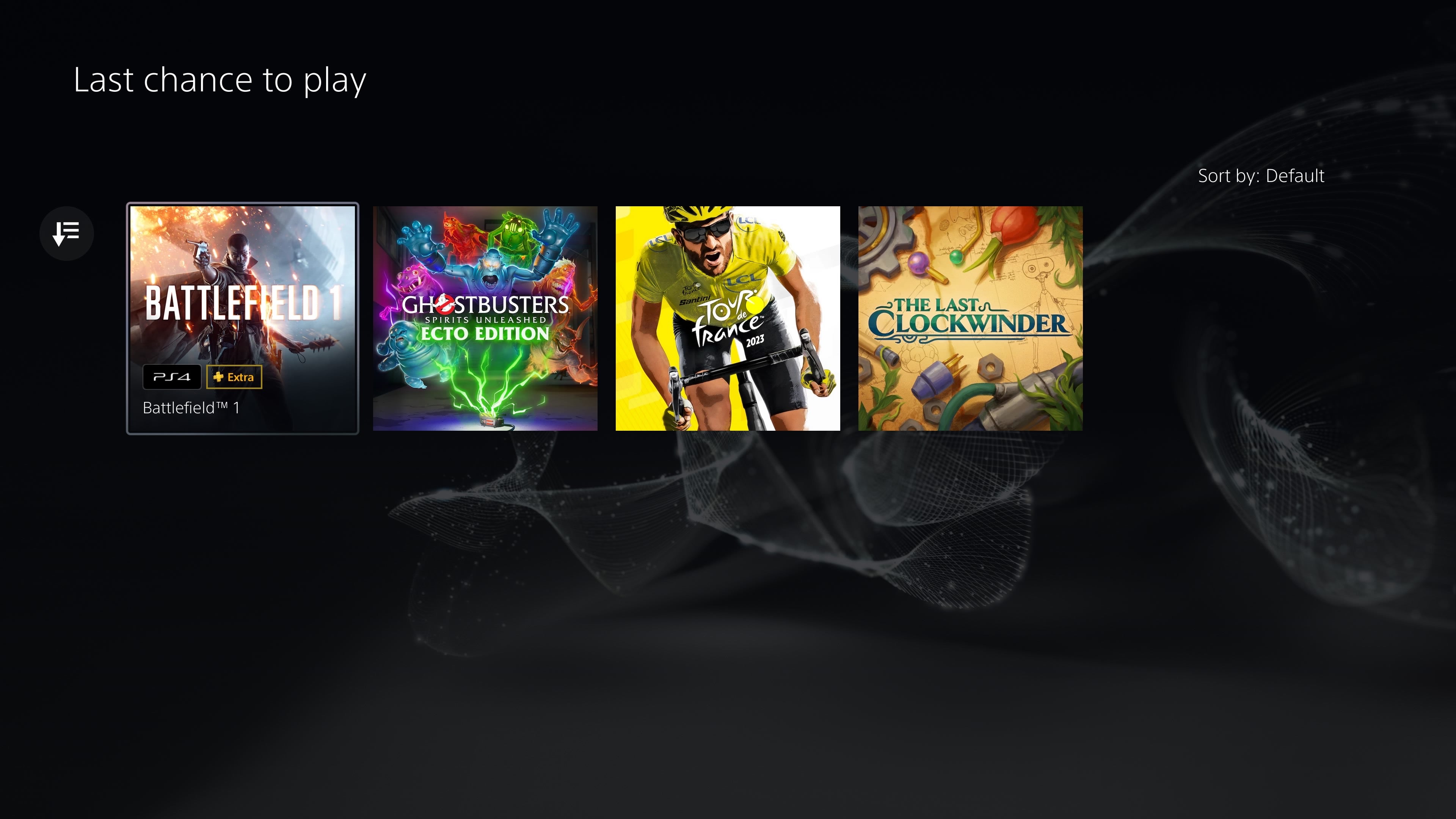 PS Plus screenshot showing Last chance to play games for September
