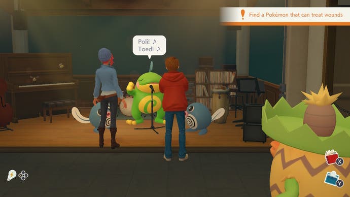 A singing Pokémon in the Hi-Hat Café, a regular hangout in Detective Pikachu Returns.