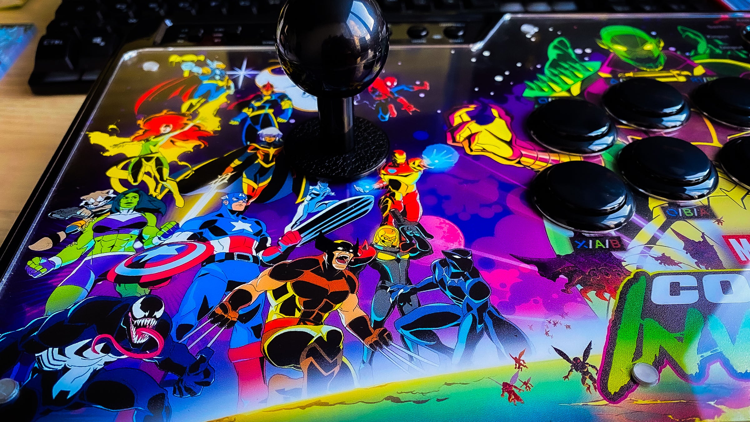 Gewinnt-den-Marvel-Cosmic-Invasion-Mayflash-F500-Elite-Arcade-Stick-Sanwa-Power-im-Comic-Look-