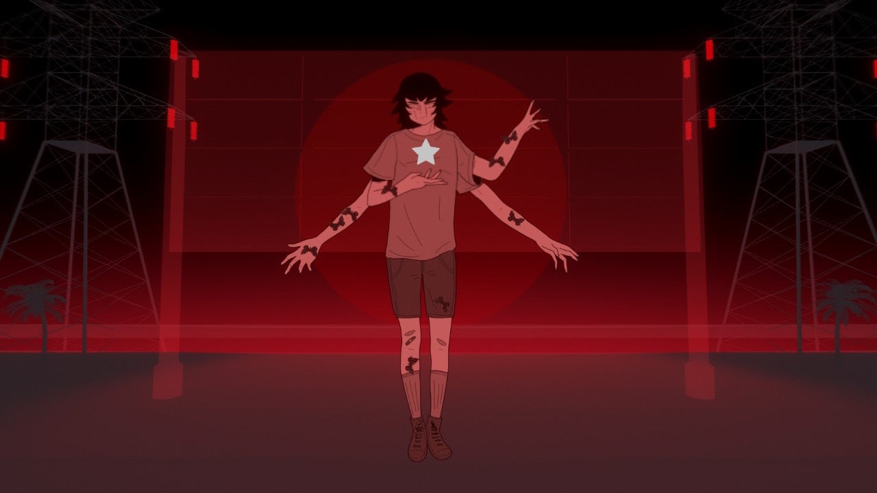 Milky Way Prince review - Sune floating, four-armed, two out to his sides, one raised religiously, and one holding a small floating star.