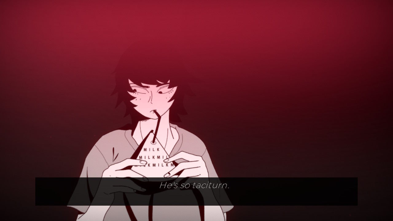 Milky Way Prince review - close-up of Sune looking disconnected drinking a carton of milk, your internal monologue reads &ldquo;he&rsquo;s so taciturn&rdquo;.