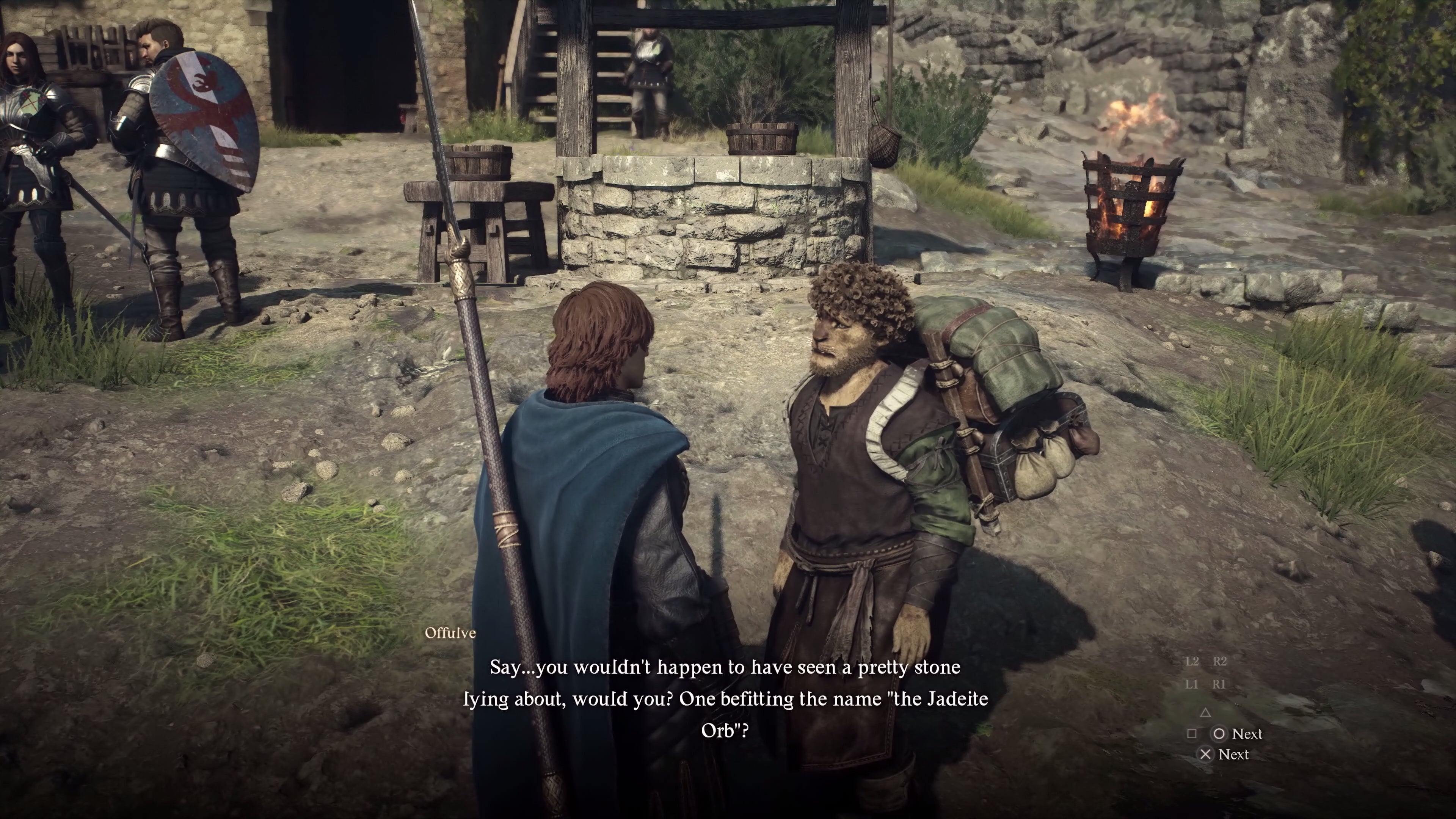 Two people in conversation about the location of a &ldquo;pretty stone&rdquo;