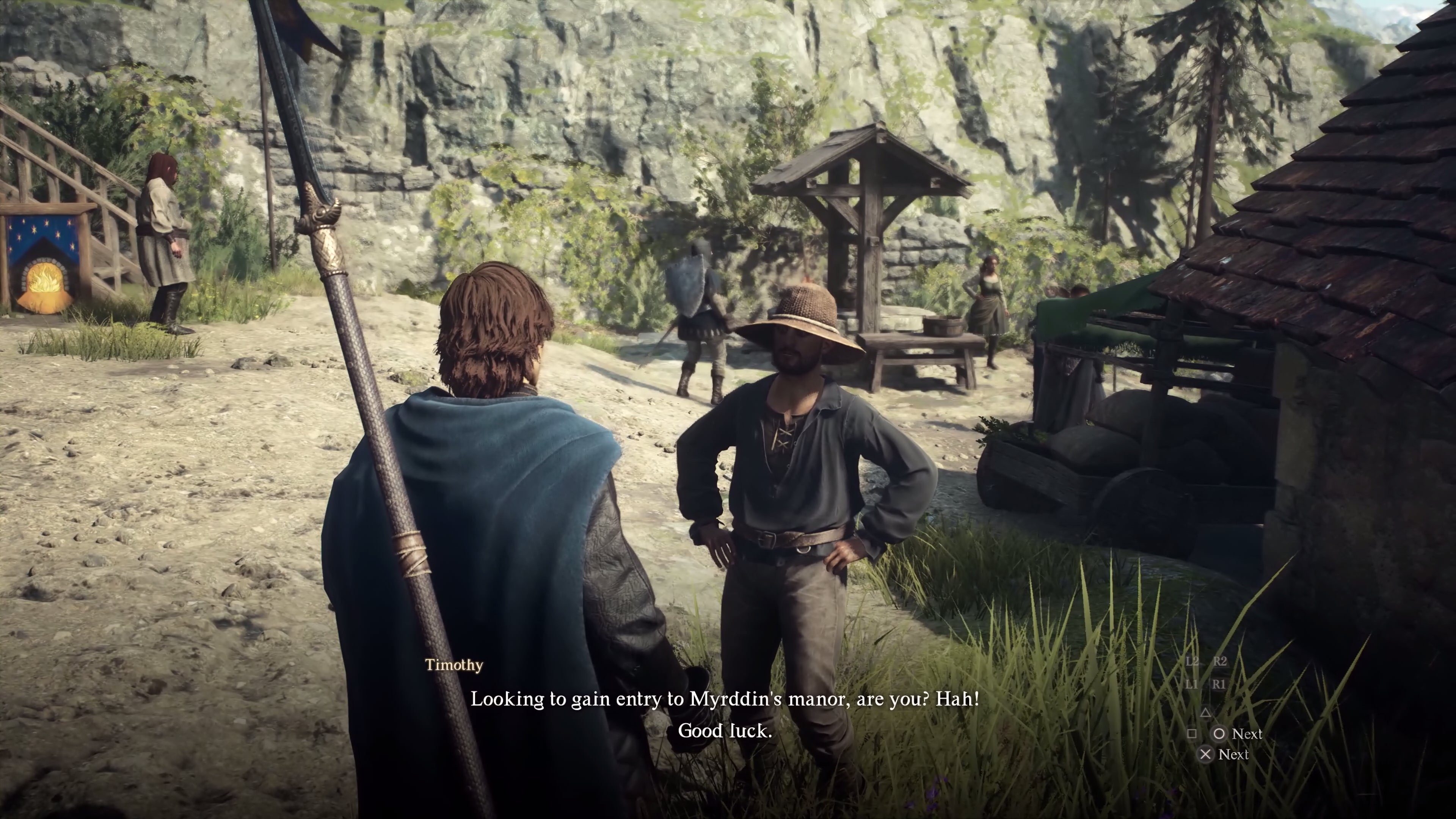 Two people in conversation about sneaking into some wizard&rsquo;s mansion