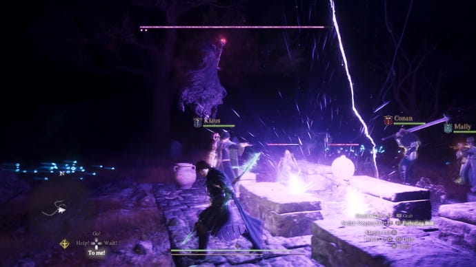 A lightning bolt spell during an undead battle in Dragon's Dogma 2