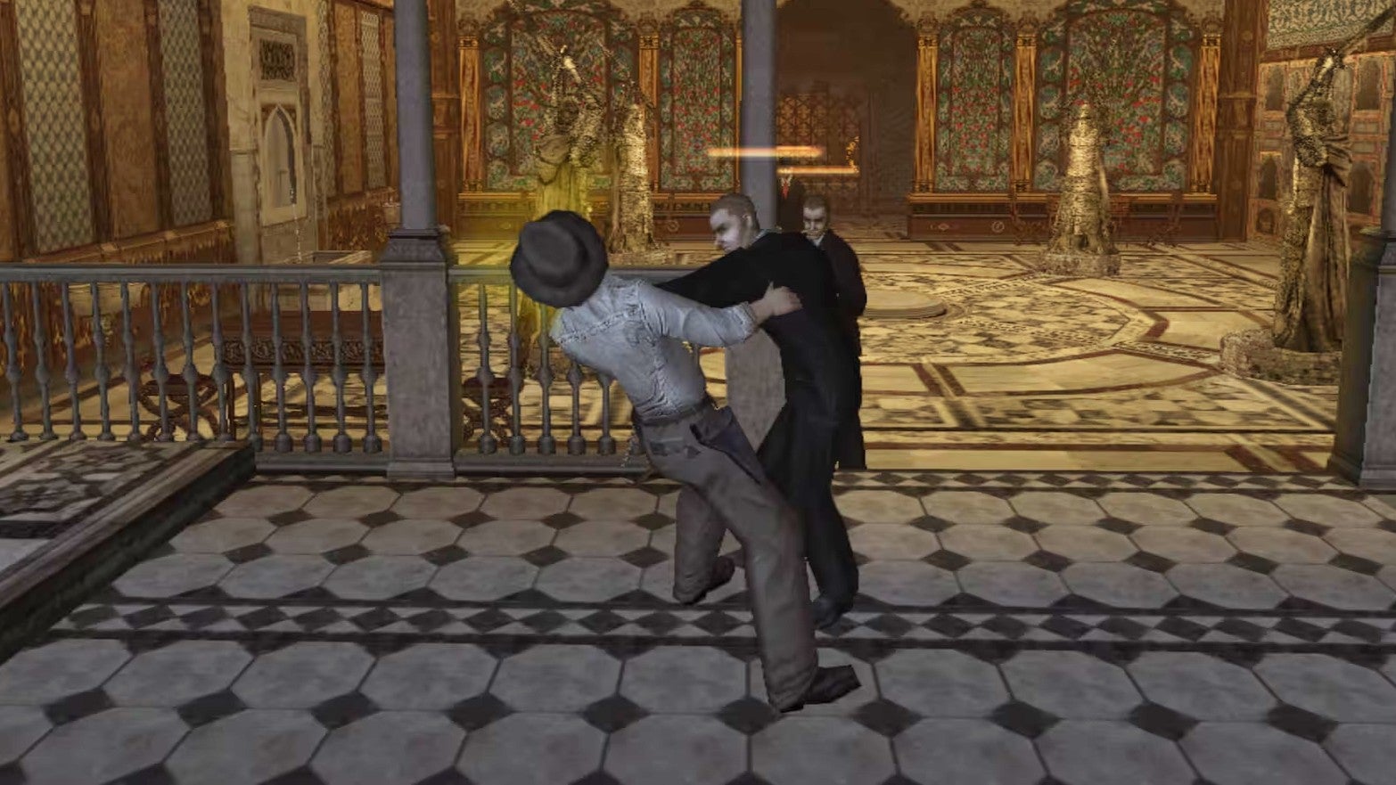 Indy gettting hit in Indiana Jones and the Staff of Kings