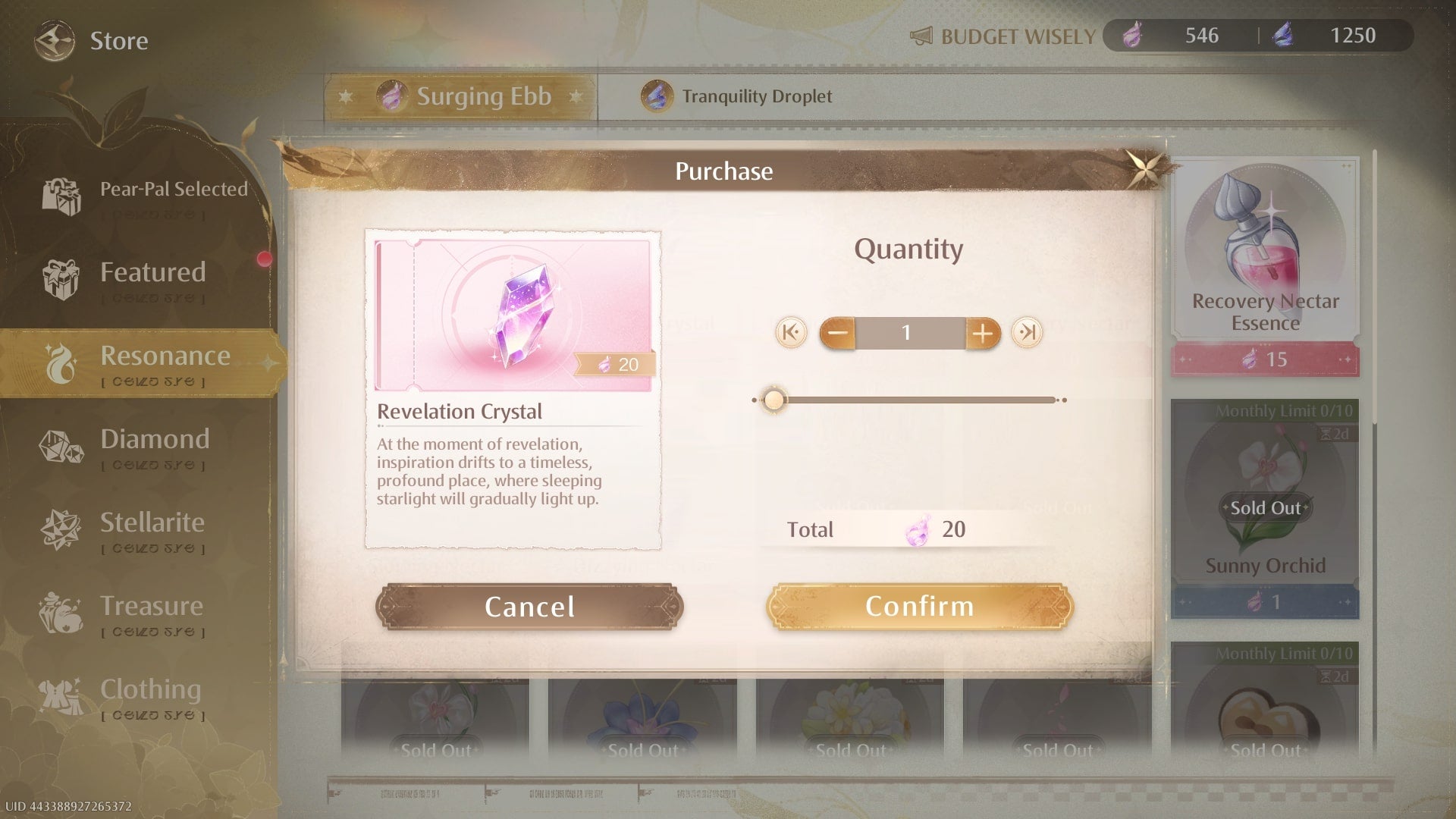 The player looks at Revelation Crystals in the Infinity Nikki store - 5