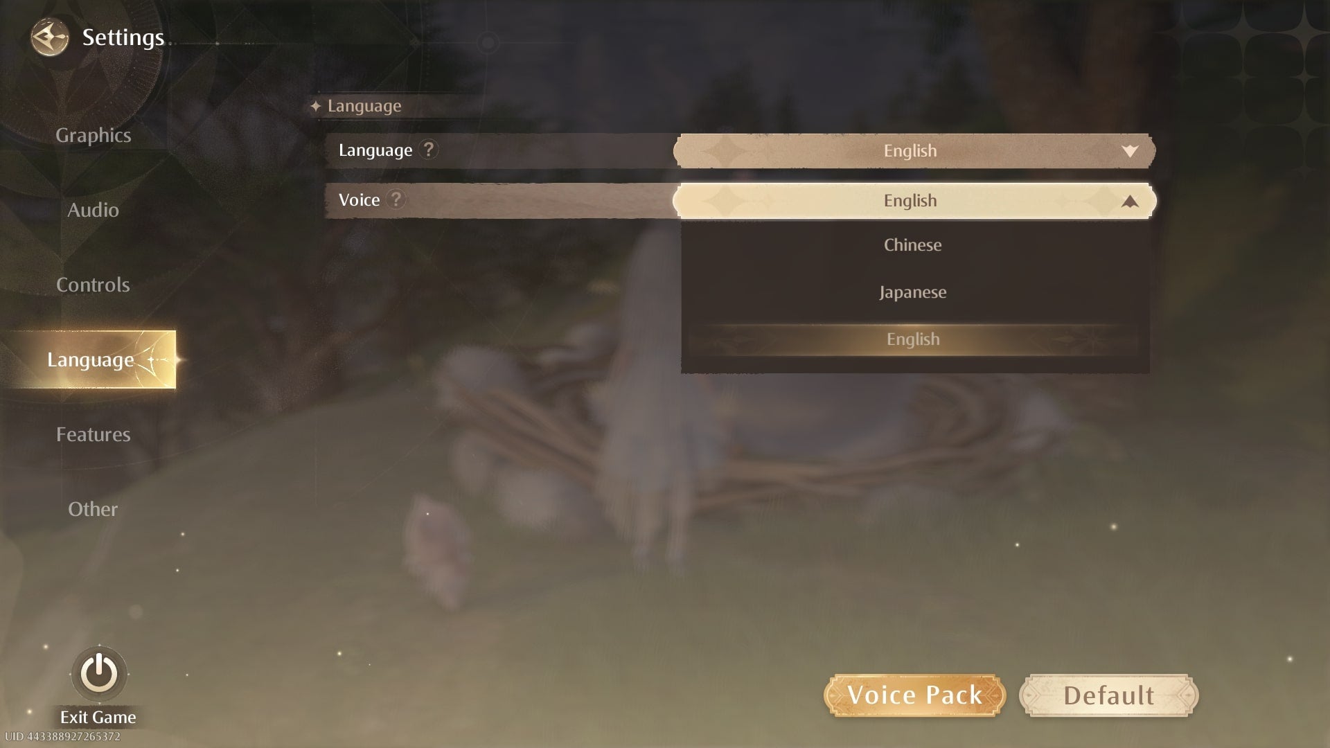 The voice pack settings in Infinity Nikki are shown - 3