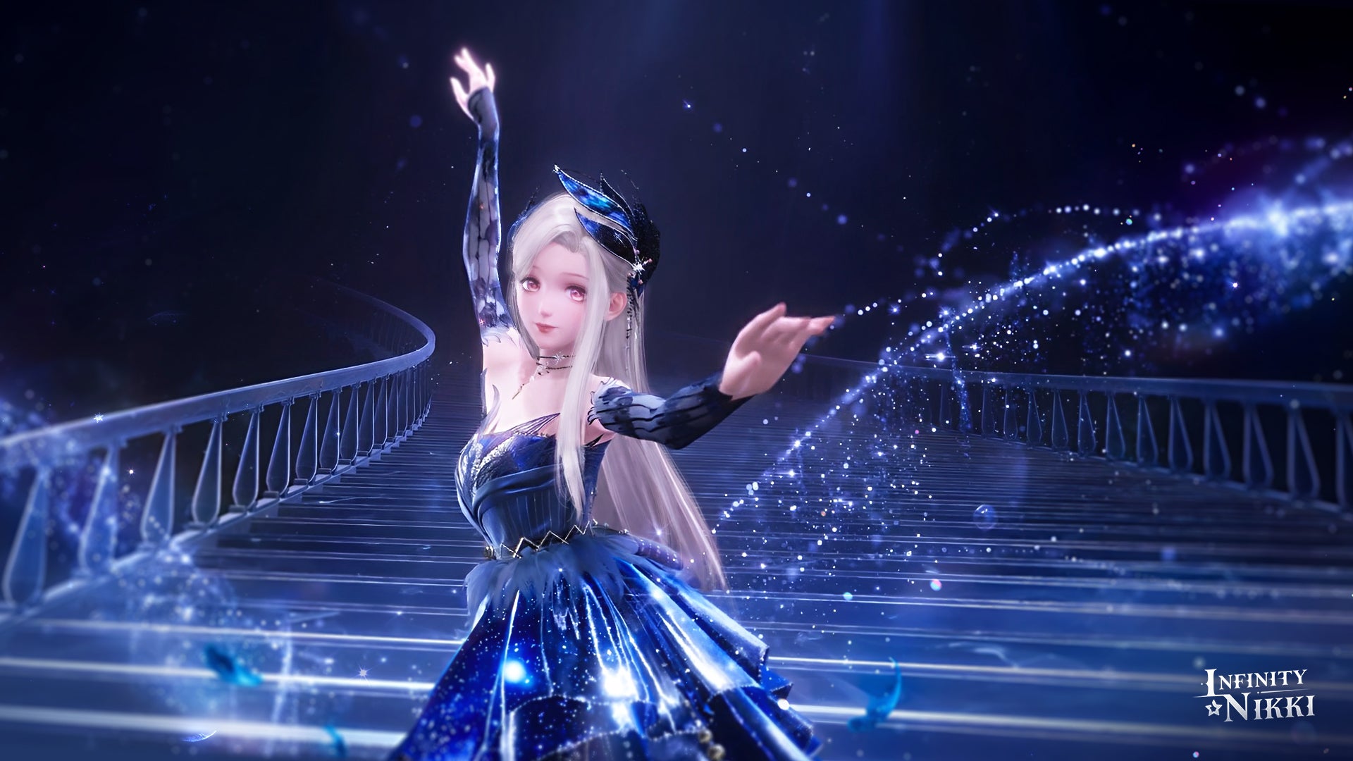 Nikki can be seen in an evolved version of the Fairytale Swan outfit in Infinity Nikki