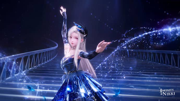 Nikki can be seen in an evolved version of the Fairytale Swan outfit in Infinity Nikki