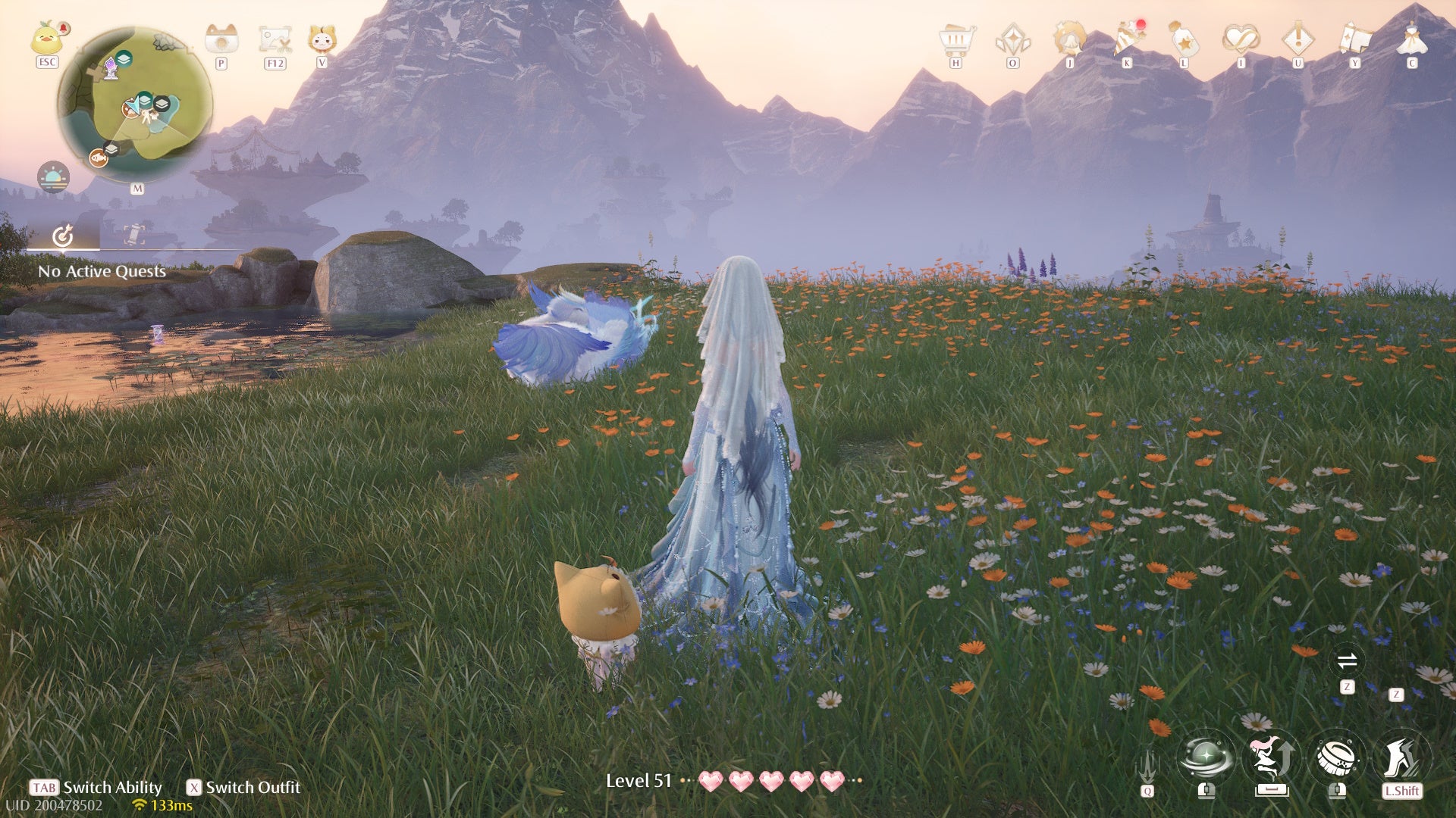 Nikki looking at the Astral Swan in Infinity Nikki.