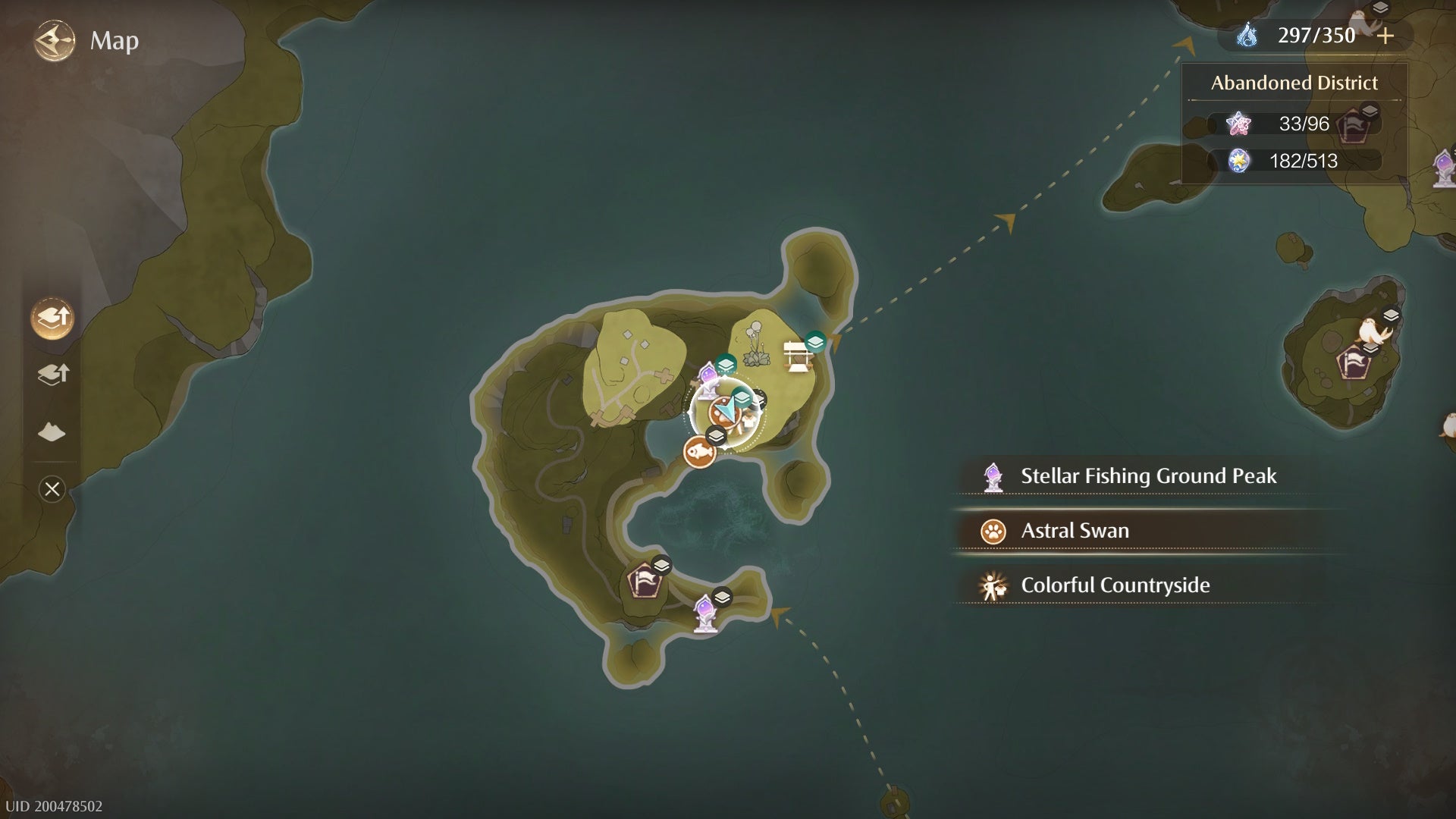 Map location of the Astral Swan in Infinity Nikki.