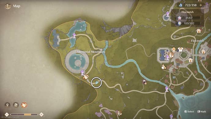 Circled map view of an Aventura location in Infinity Nikki.