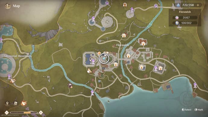 Circled map view of an Aventura location in Infinity Nikki.