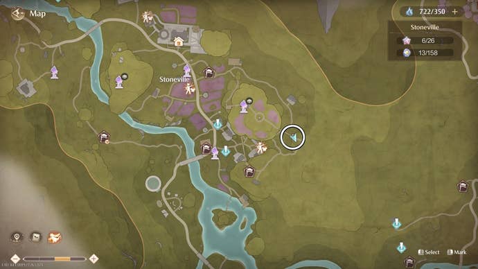 Circled map view of an Aventura location in Infinity Nikki.