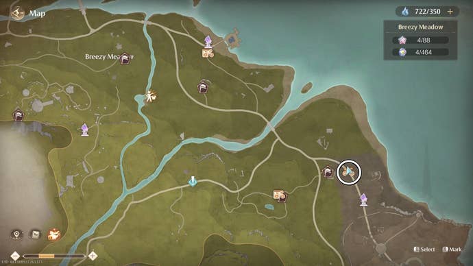 Circled map view of an Aventura location in Infinity Nikki.