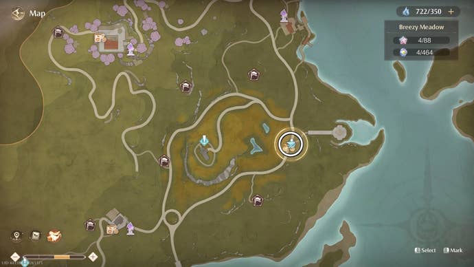 Circled map view of an Aventura location in Infinity Nikki.