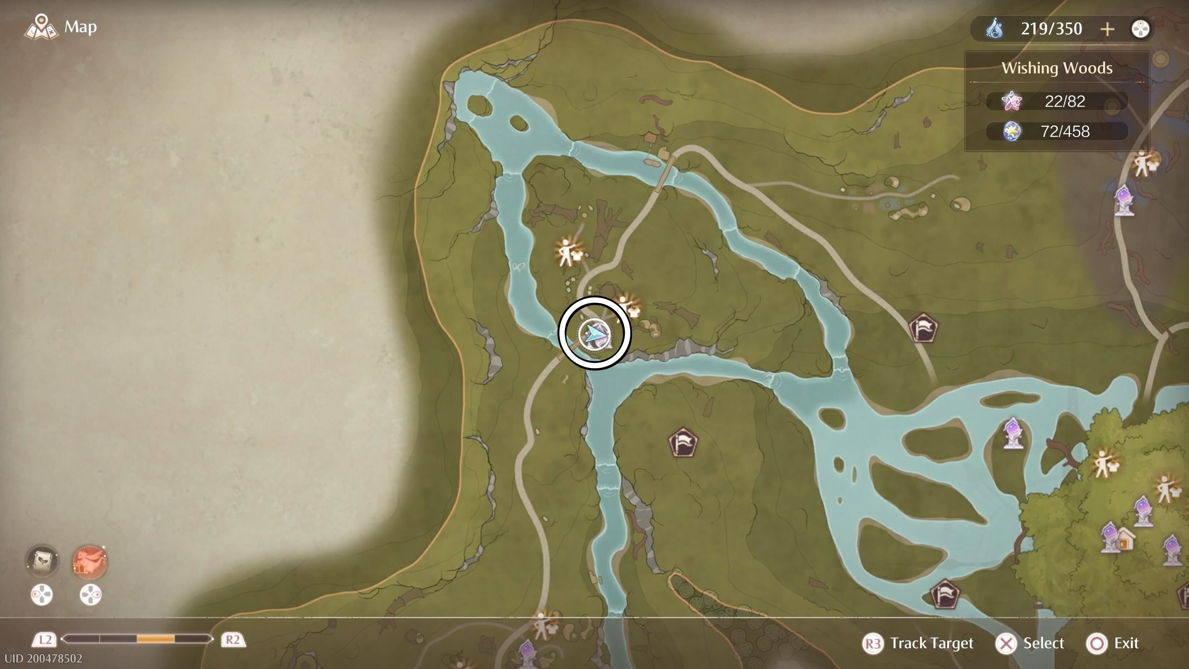 Circled map of an Aventura location in Infinity Nikki.