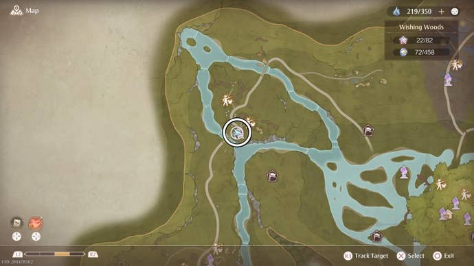 Circled map of an Aventura location in Infinity Nikki.