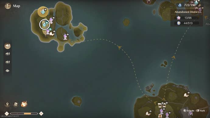 Circled map view of an Aventura location in Infinity Nikki.
