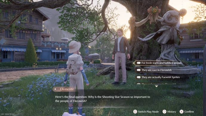 Nikki being quizzed by Clementine in Infinity Nikki.