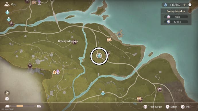 Circled map showing Craig's location in Infinity Nikki.