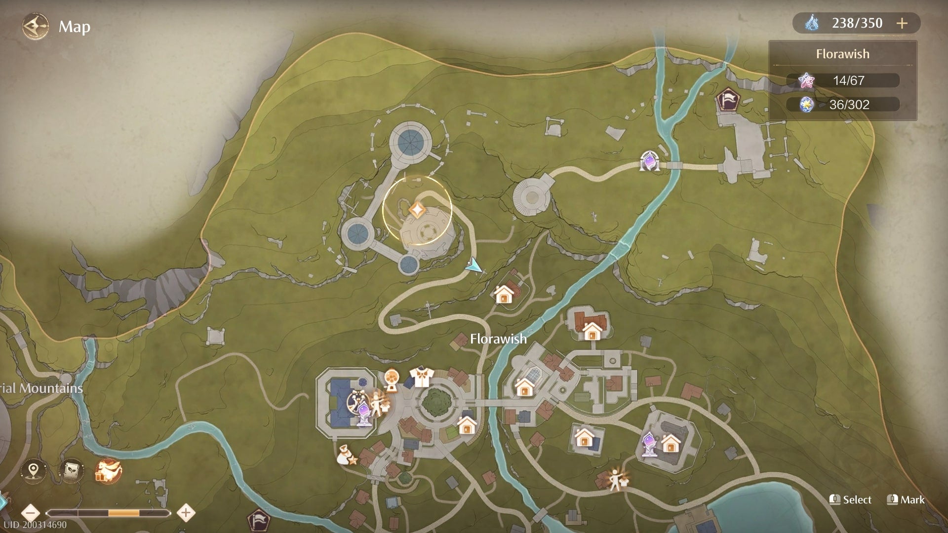 The location of Rosy, an NPC who gives you the Kindled Inspiration: Camoflauge quest, is marked on the map in Infinity Nikki