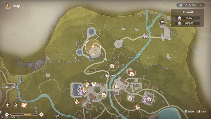 La posizione di Rosy, un NPC che ti dà la missione Kindled Inspiration: Camoflauge, è segnata sulla mappa in Infinity Nikki
