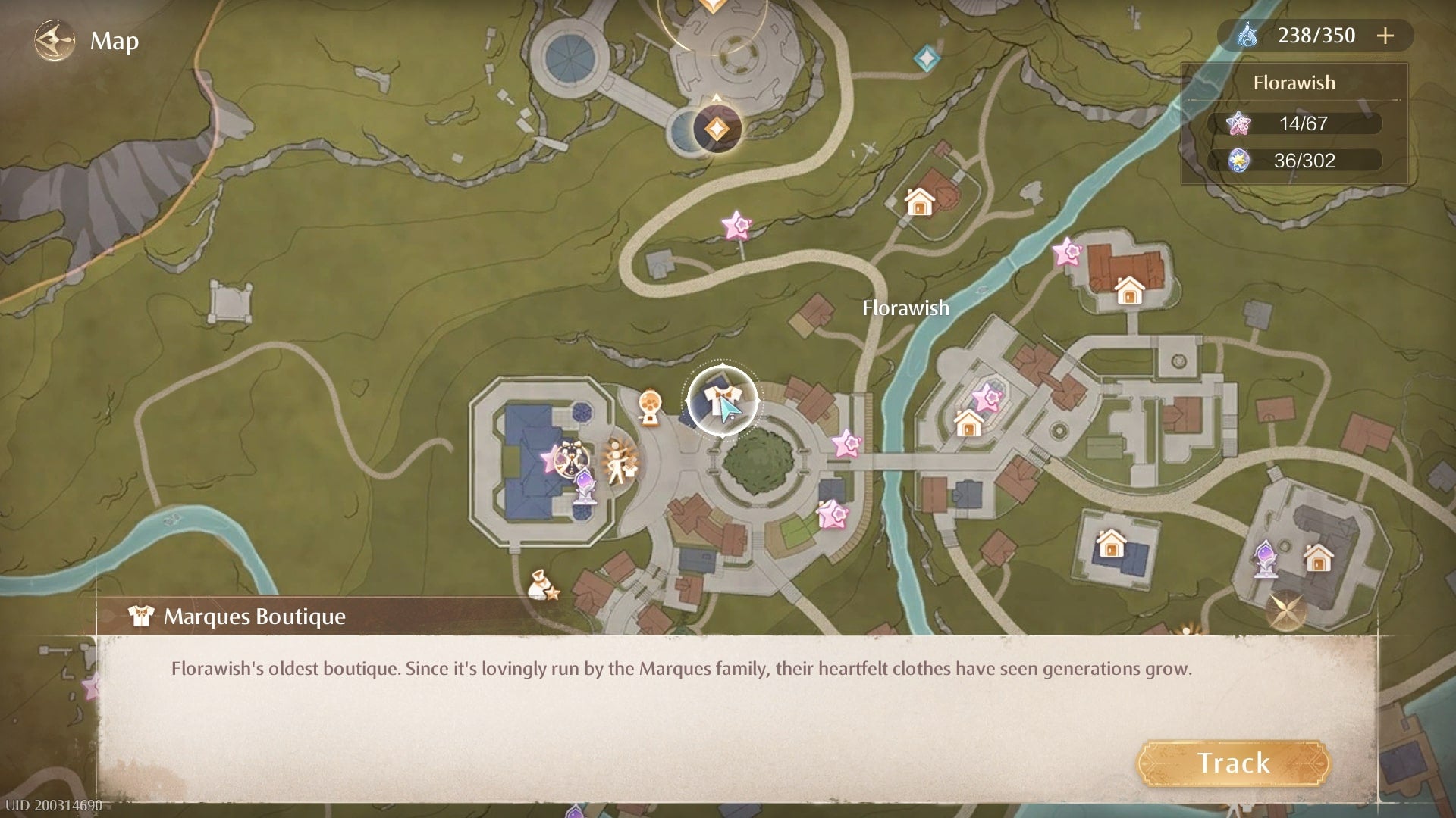 The location of Marques Boutique is shown on the Infinity Nikki map - 4