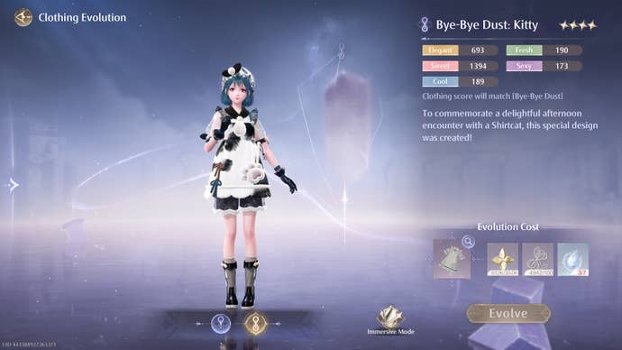 The Outfot Evolution for Nikki’s Bye-Bye Dust clothing in Infinity Nikki.
