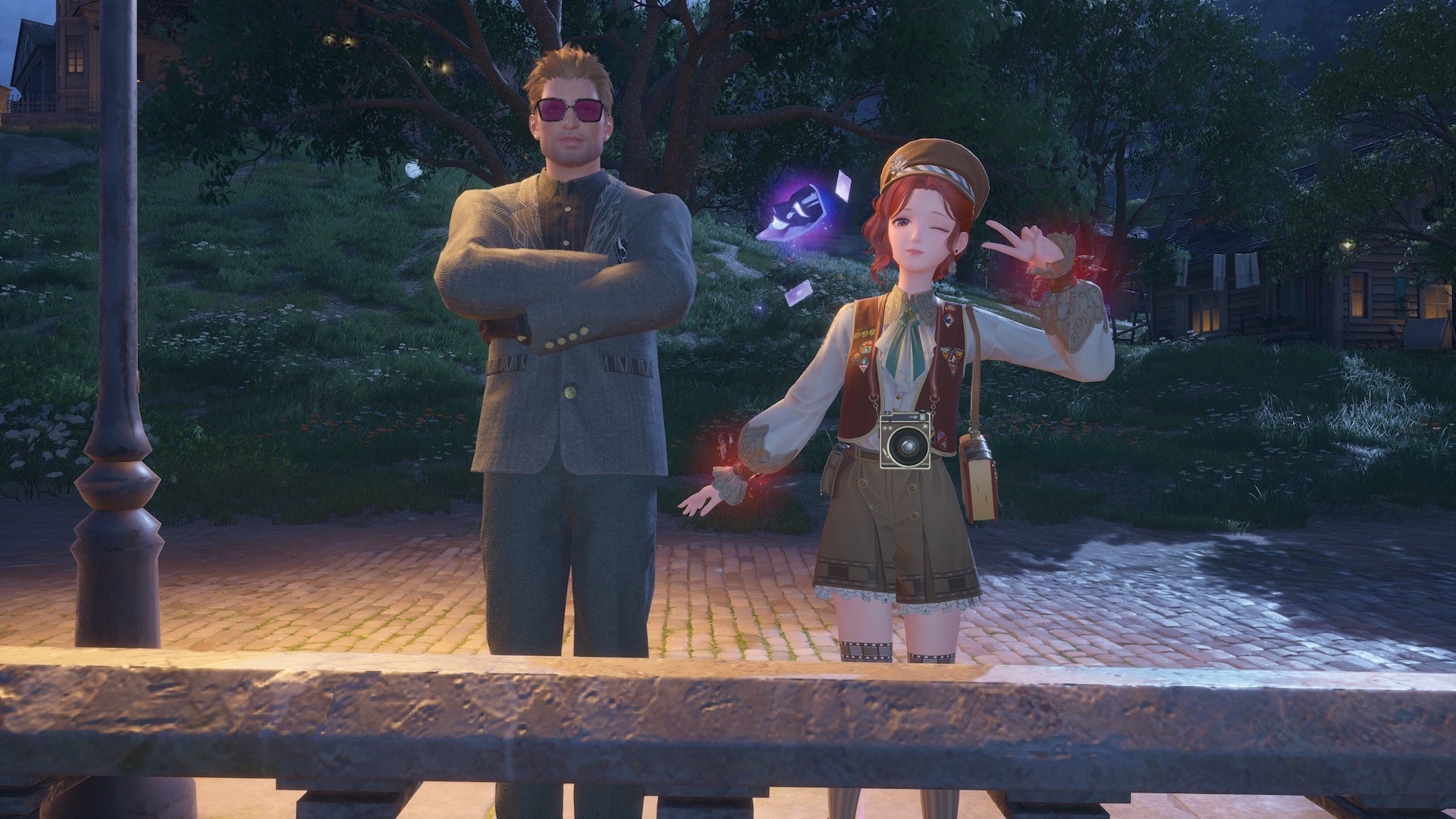 Nikki posing next to Ricardo in Infinity Nikki.