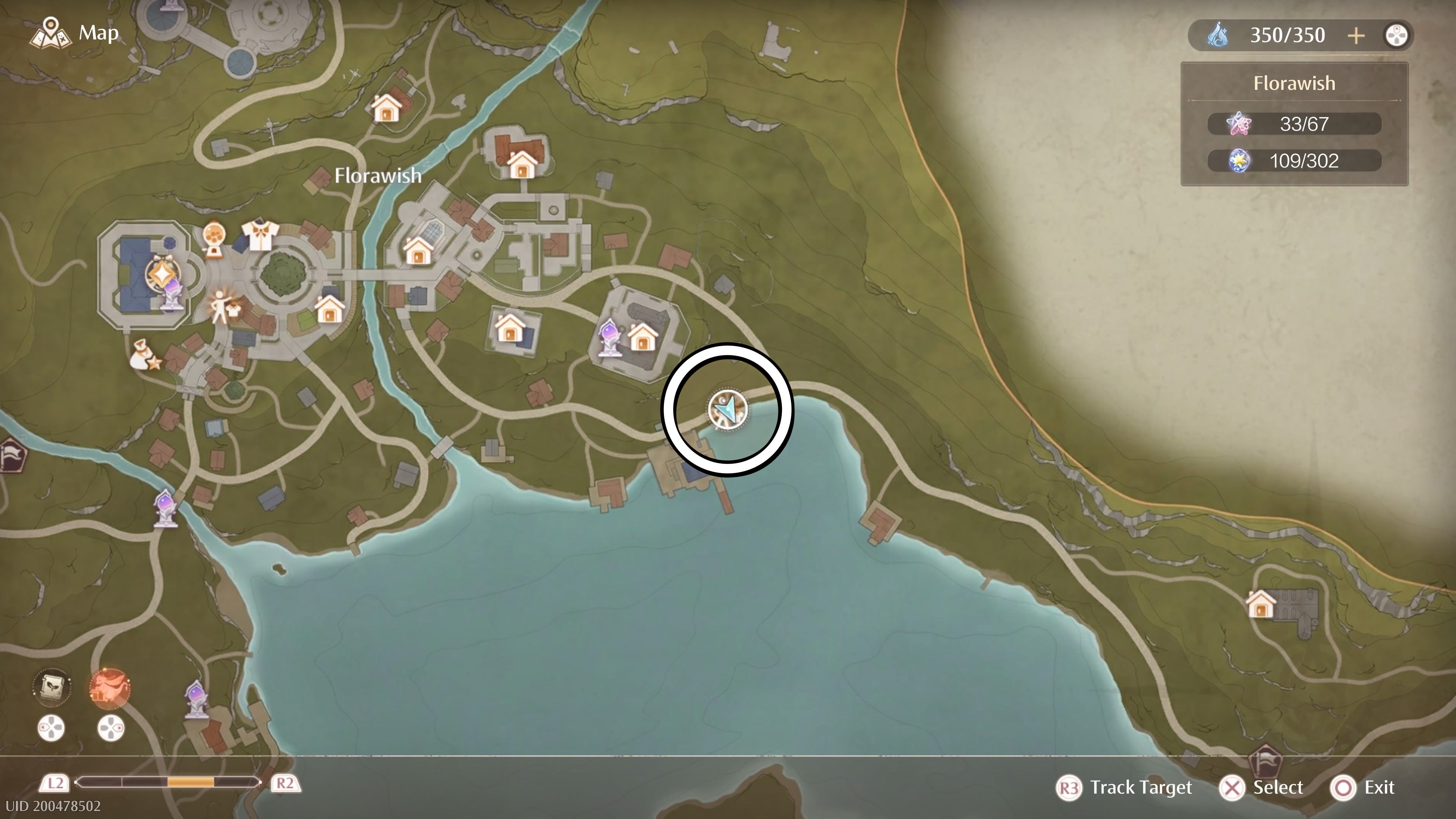 Circled map showing Ricardo&rsquo;s location in Infinity Nikki.